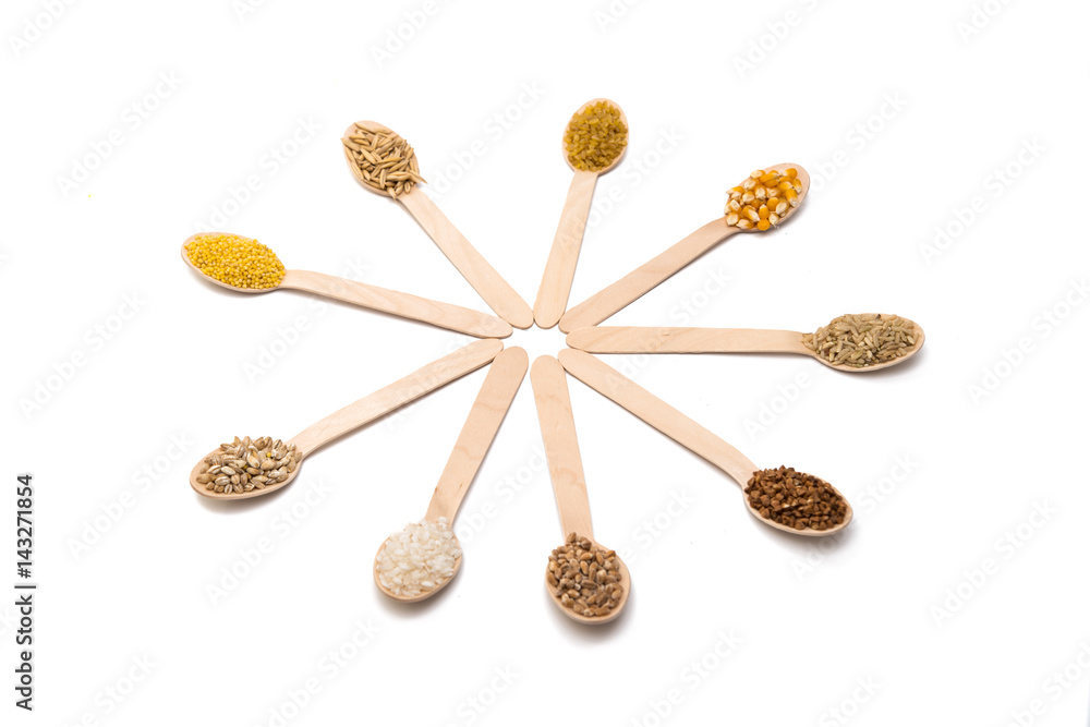 Set of cereals isolated Set of cereals isolated