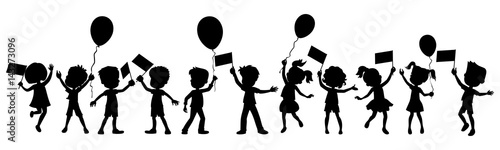 Happy kids silhouettes