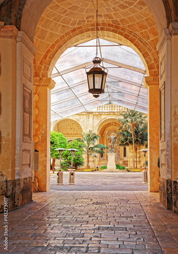 Canvas Print Lantern at courtyard in Grandmaster palace Valletta