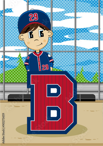 B is for Baseball Alphabet Learning Illustration