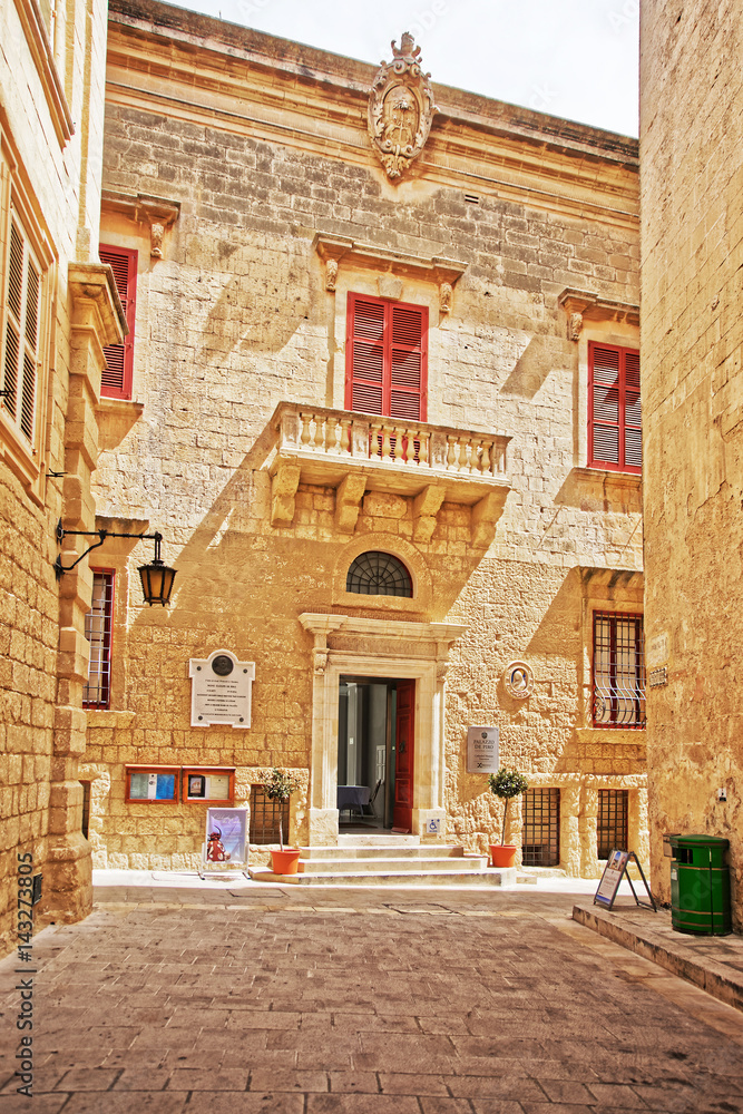 Street view of Palazzo de Piro in Mdina