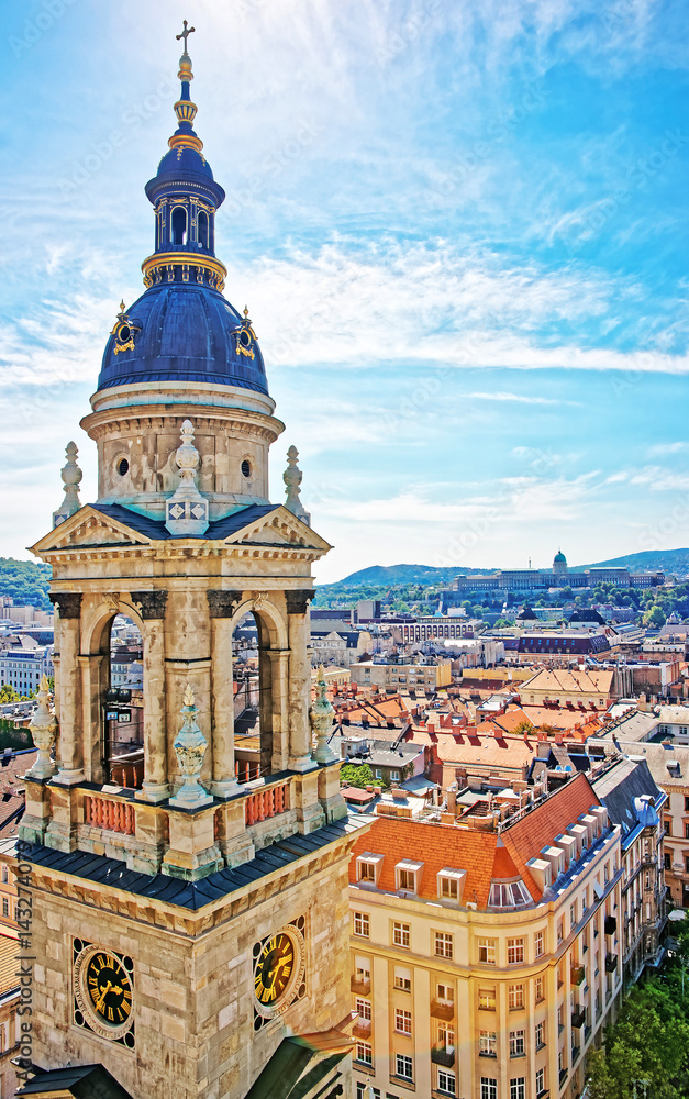 City center and St Stephen Basilica in Budapest