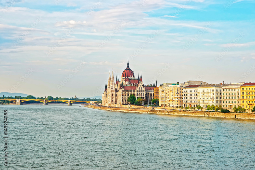 Danube River and Hungarian Parliament building at Budapest