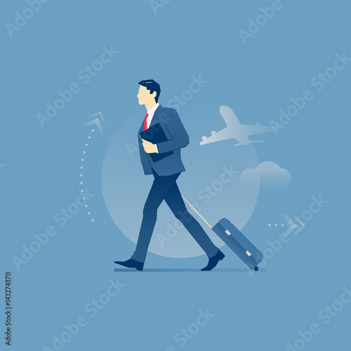 Businessman carrying a luggage in business trip