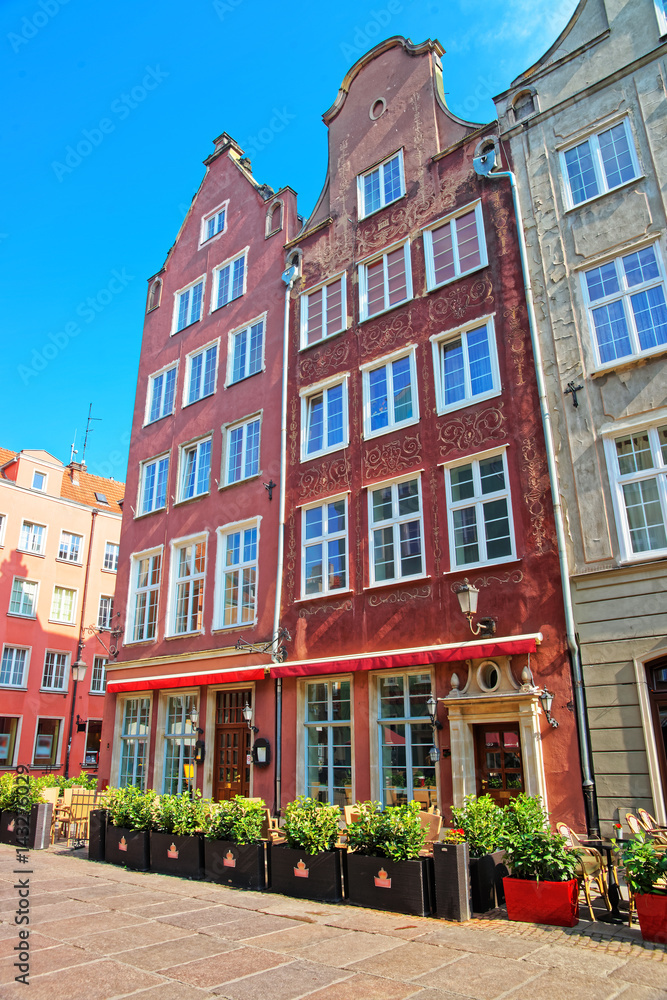 Historical buildings on Dluga Street in Gdansk