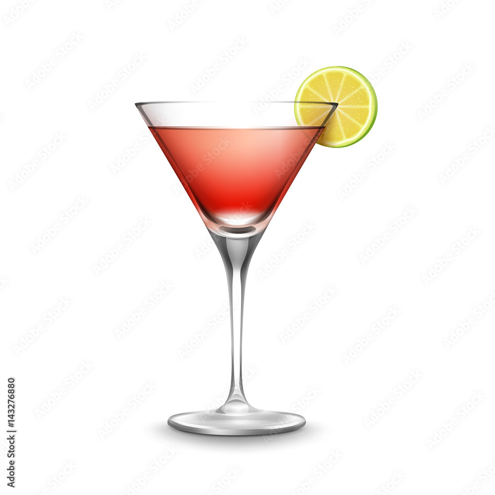 Vector glass of Cosmopolitan cocktail