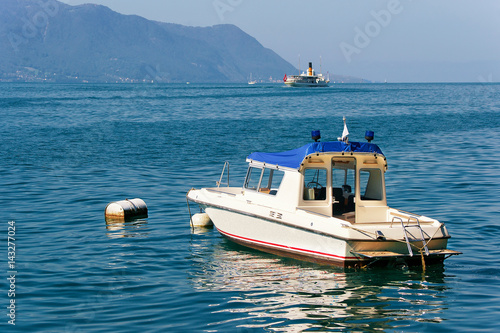 Boat in Geneva Lake near Montreux © Roman Babakin