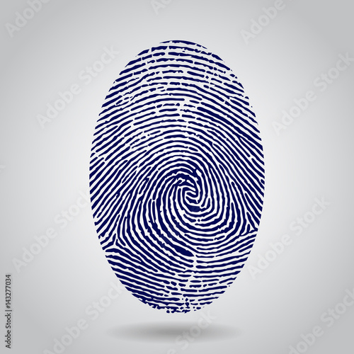 Vector blue isolated fingerprint on grey background