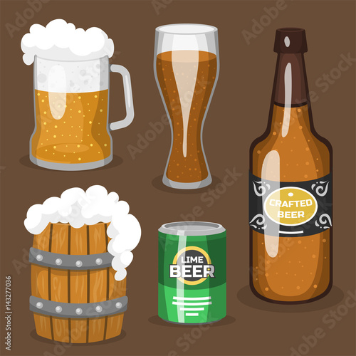 Alcohol beer vector illustration refreshment brewery and party dark beverage mug frosty craft drink.