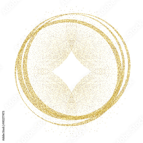 golden circles and rings. Decoration design element of gold foil gilding texture. Festive background for New Year and Christmas cards ornaments.