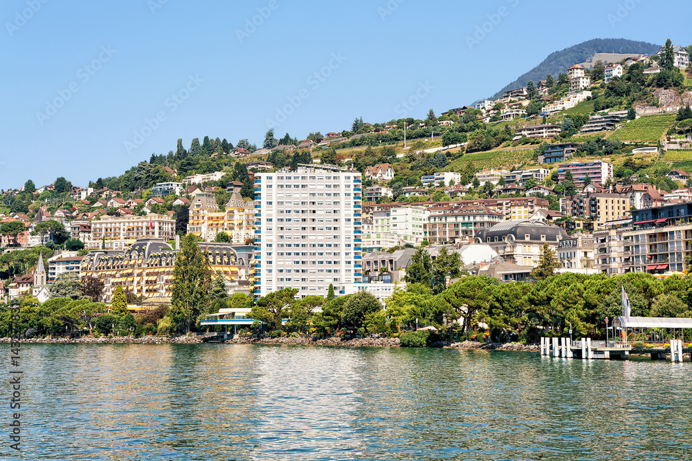 Panorama of Montreux town on Geneva Lake