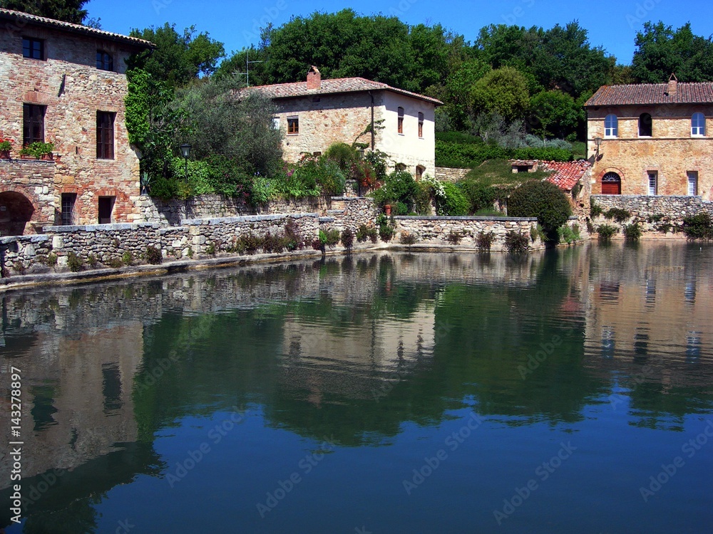 Italia, Toscana: Vista di Bagno Vignoni.