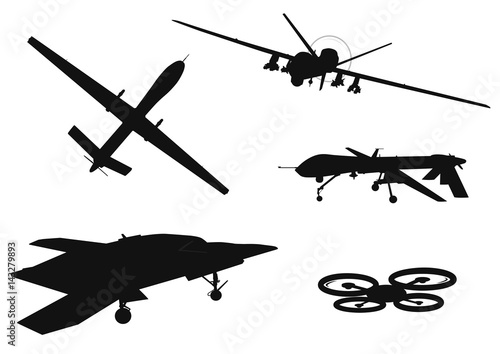 Drone vector silhouettes collection