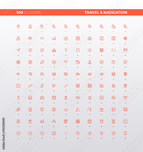 UI UX Navigation and Travel Icons
