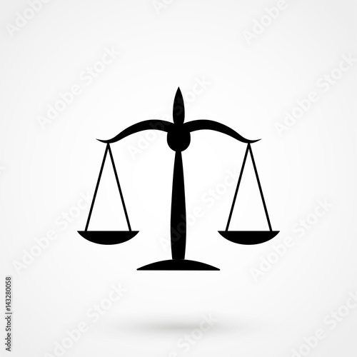 Black Justice scale icon on white background