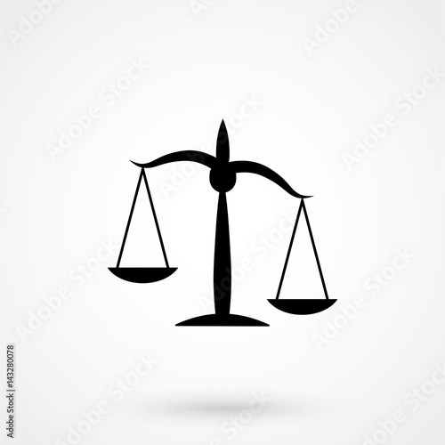 Black Justice scale icon on white background