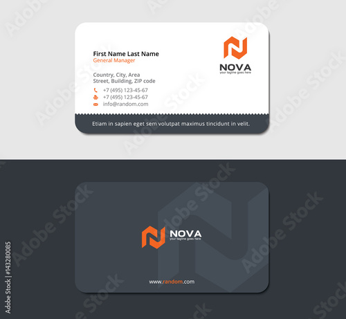 construction business card with orange letter N