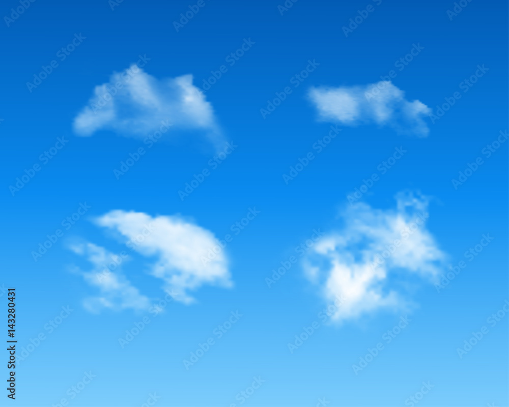 Fototapeta premium Set Of Realistic Vector Clouds