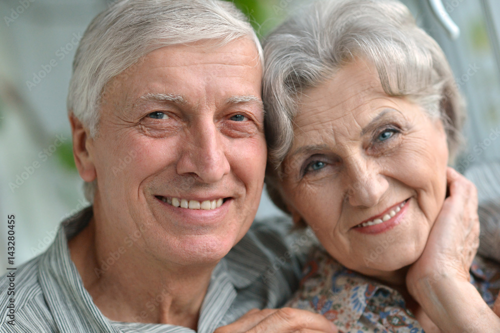Happy elderly couple embracing Happy elderly couple embracing