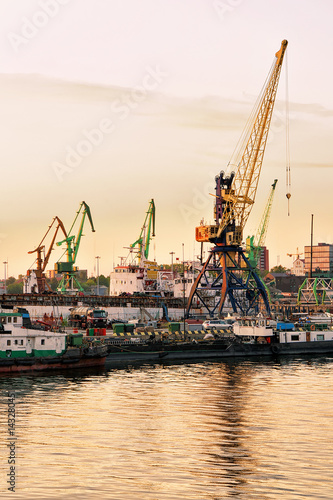 Loading cranes in Baltic sea at Port of Klaipeda