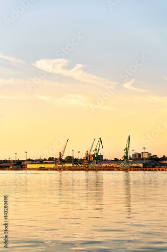 Loading cranes in Port of Baltic sea of Klaipeda