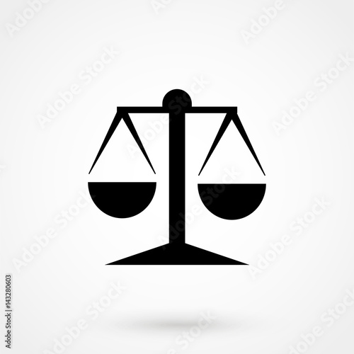 Black Justice scale icon on white background
