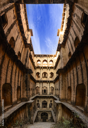 Panorama of a stepwell / baori architecture, situated in a village of Rajasthan © Kreative