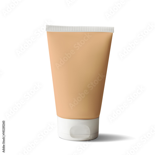 Package design cosmetic products. Foundation realistic tube. photo