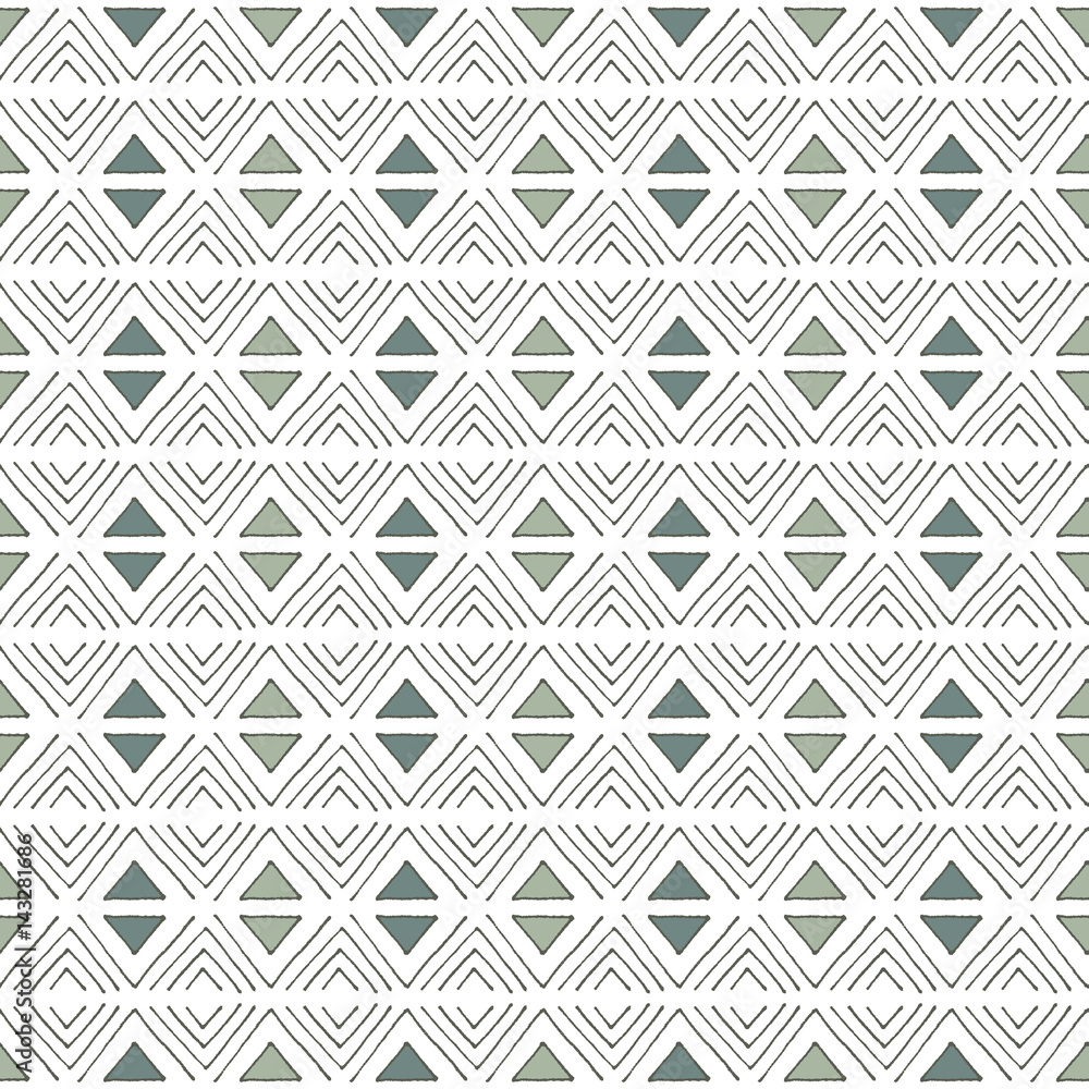 Seamless vector pattern. Green triangle background. Hand drawn abstract ornament Seamless vector pattern. Green triangle background. Hand drawn abstract ornament