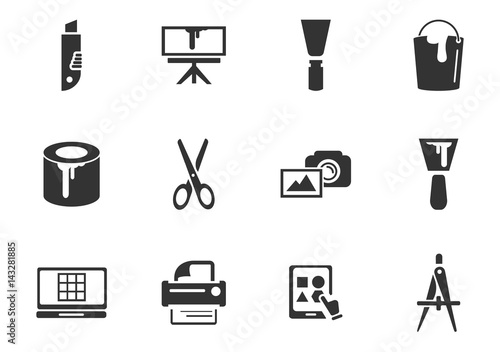 Art tools icon set