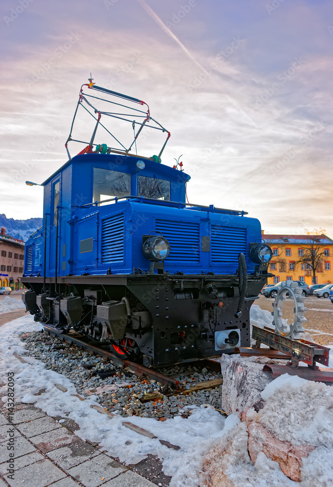 Old vintage engine locomotive train in Garmisch Partenkirchen