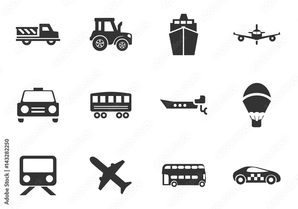 Typse of transport icon set Typse of transport icon set