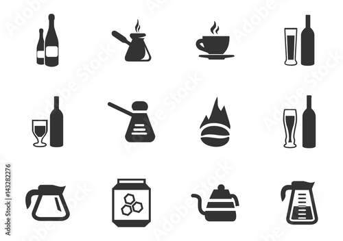 Utensils beverages icon set