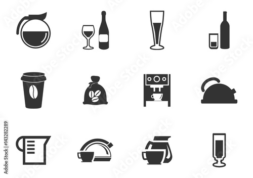 Utensils beverages icon set