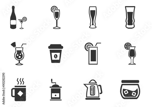 Utensils beverages icon set
