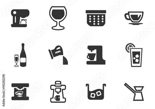 Utensils beverages icon set