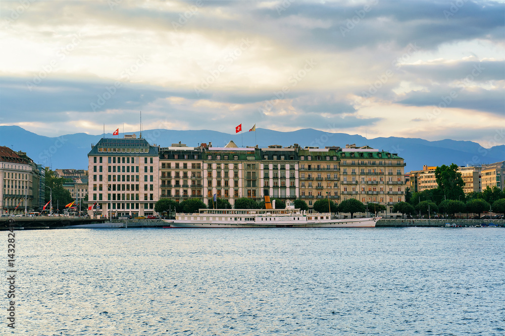 White Ferry on Geneva Lake Geneva Switzerland