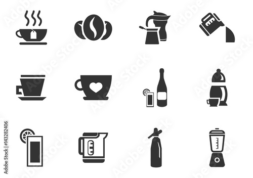Utensils beverages icon set