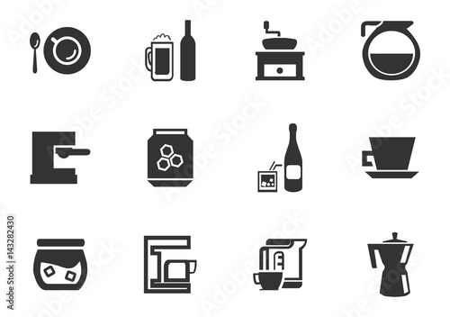Utensils beverages icon set