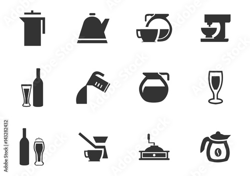 Utensils beverages icon set