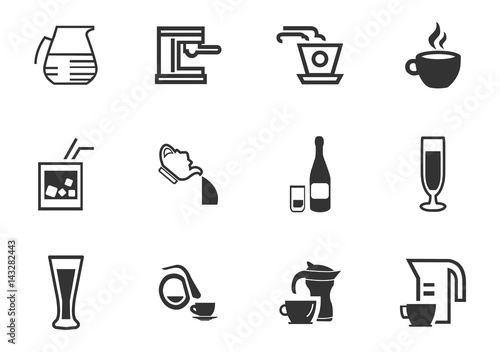 Utensils beverages icon set