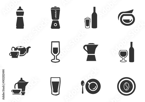 Utensils beverages icon set