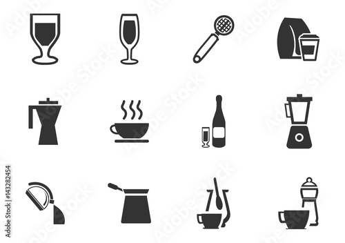 Utensils beverages icon set
