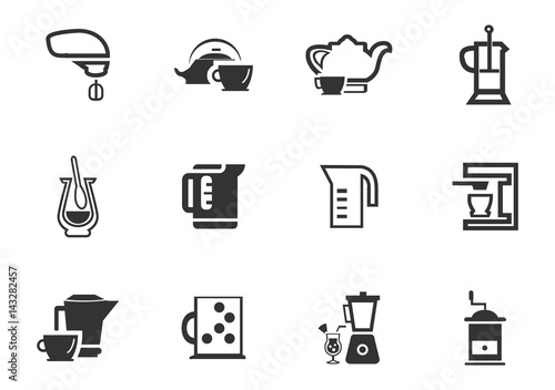 Utensils beverages icon set