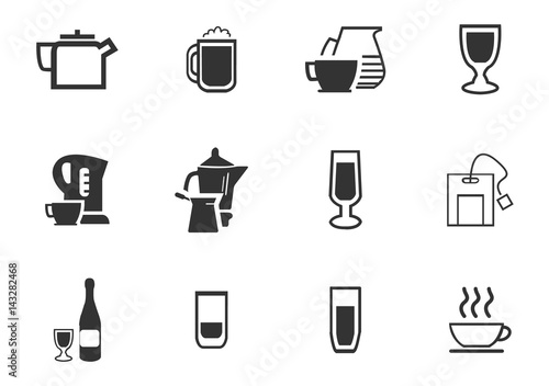 Utensils beverages icon set