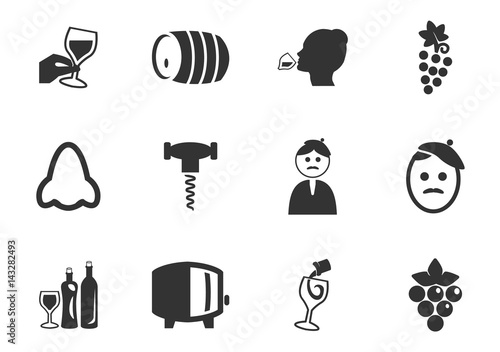 Vineyard and Wine icon set