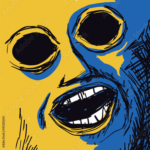 face with blind eyes