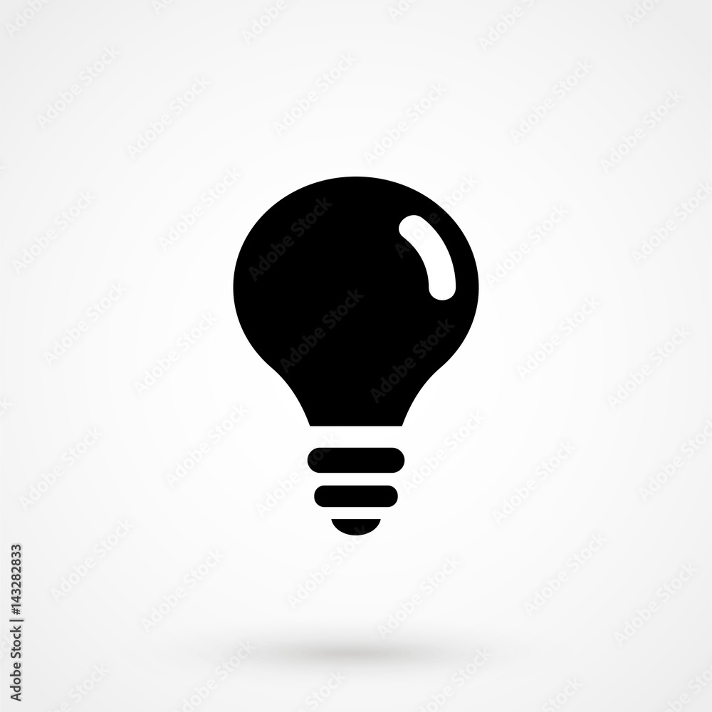 Lightbulb icon in a flat design in black color. Vector illustration eps10 Lightbulb icon in a flat design in black color. Vector illustration eps10