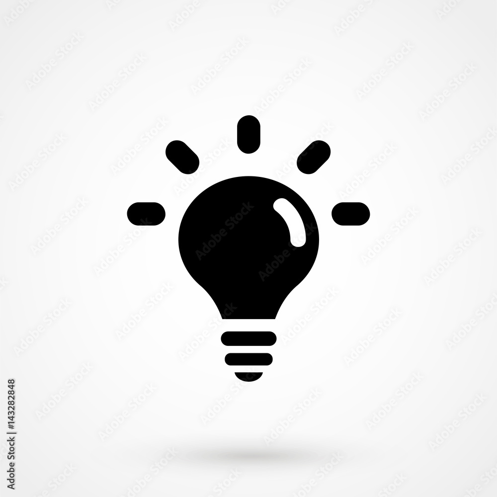 Lightbulb icon in a flat design in black color. Vector illustration eps10 Lightbulb icon in a flat design in black color. Vector illustration eps10