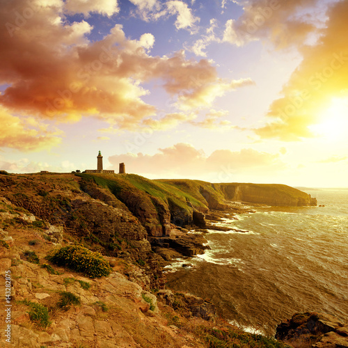 Cap Frehel in the sunset, Brittany, Northern France.